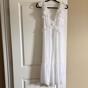 White Ruffled Sleeveless Dress